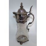 *****RE-OFFER £300 - £350*******  A 19th century French silver mounted glass claret jug , of squat