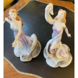 Coalport Art Nouveau Figurines Rapture and Captive 34cm high  good condition (2)