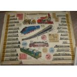 Transport prints. Collection of six prints of railways & trains, and six prints of racing cars, mid-