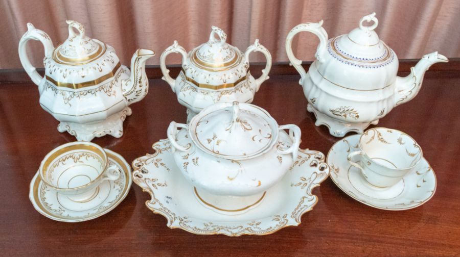 A collection of mixed/partly matched Victorian teawares
