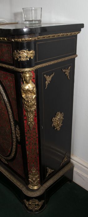 A Napoleon III Boullework and ormolu mounted meuble d’appui circa 1860-70, with painted slate top, - Image 4 of 4