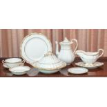 A Spode porcelain “Sheffield” pattern R568-P dinner service, including 14 dinner plates, 10 soup