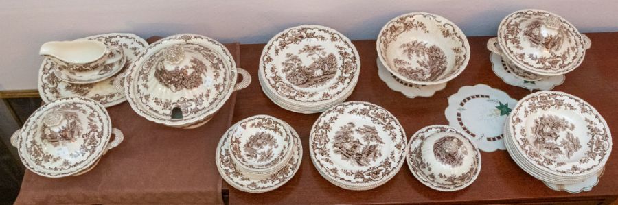 A Mason’s Patent Ironstone "Romantic" pattern dinner service for six places. (one 8 inch plate
