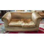 A two-seater settee, early 20th century, upholstered in horsehair filled fawn velvet, 163cm wide