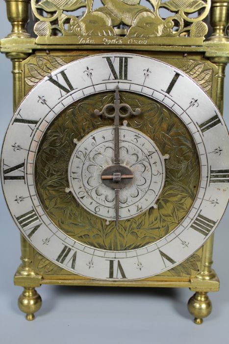 John Quelch, Oxon (Oxford), lantern clock with alarm rope driven 6'' dial with silvered chapter ring - Image 10 of 13