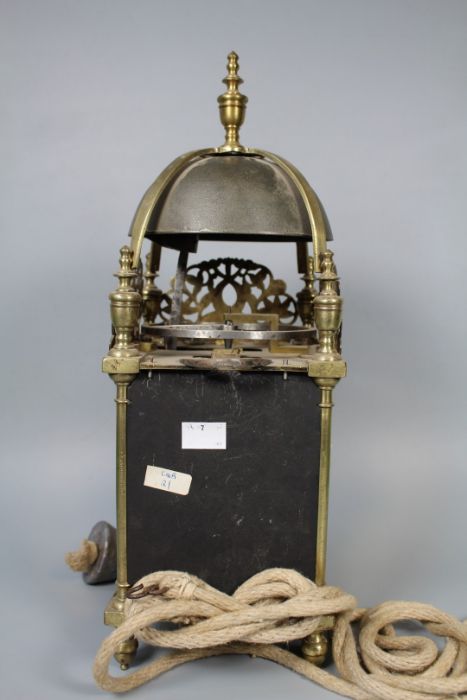 Thomas Pace, London, lantern clock with verge escapement striking on a bell, 6'' silvered dial - Image 2 of 13