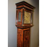 Henry Godfrey, London, eight day longcase clock in burr walnut and marquetry case. 11'' brass dial