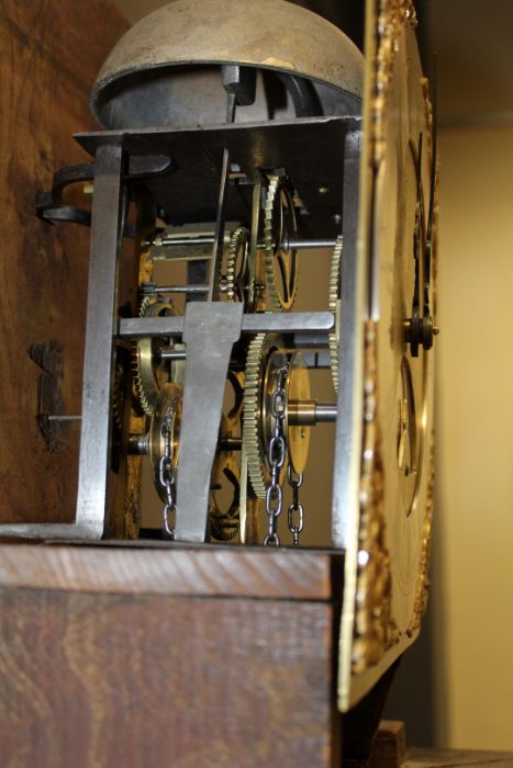 R Gilkes, Adderbury. Thirty hour hook and spike longcase clock with 10'' brass dial. Steel - Image 6 of 10