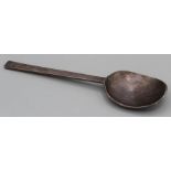 A silver Commonwealth period puritan spoon, the broad slightly tapering stem engraved to reverse