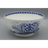 An 18th century Caughley bowl, Chinoiserie decorated in underglaze blue, 'S' mark, 15.5cm diameter