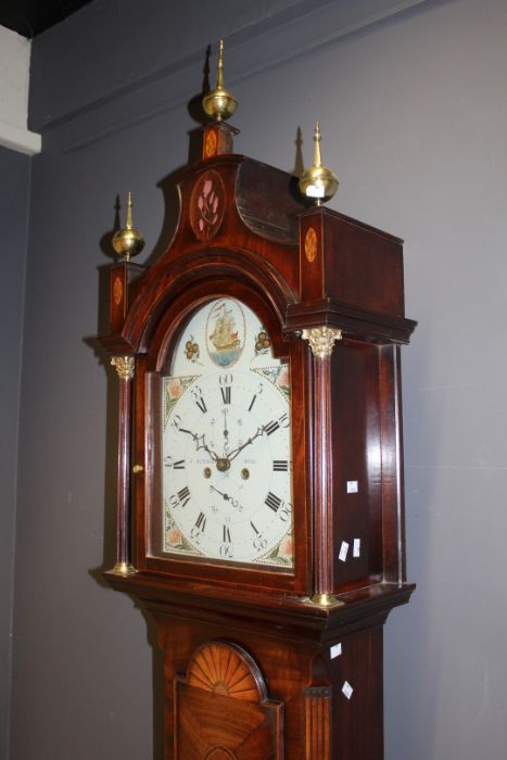 J Richie of Hull. Eight day longcase clock with 12'' still arch dial, c 1790. Eight day two train - Image 9 of 10