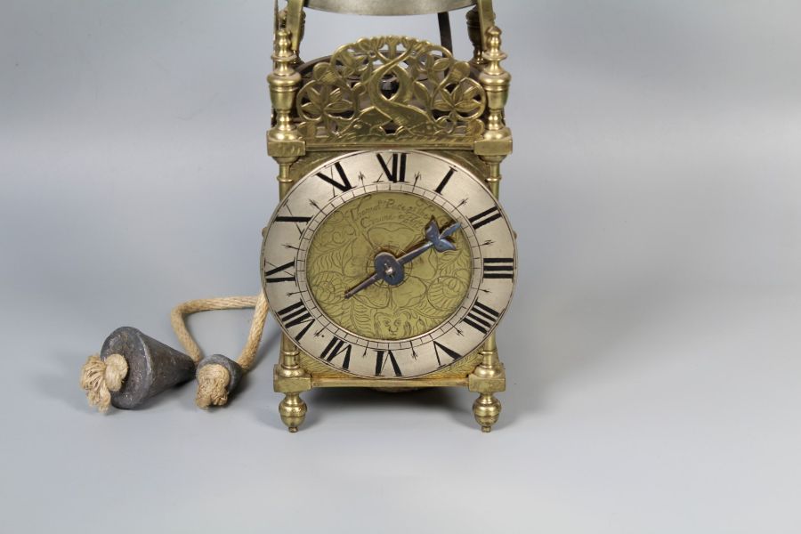 Thomas Pace, London, lantern clock with verge escapement striking on a bell, 6'' silvered dial - Image 8 of 13