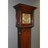 R Gilkes, Adderbury. Thirty hour hook and spike longcase clock with 10'' brass dial. Steel