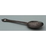 A Charles II silver trefid spoon with ribbed rat tail bowl, engraved A I E 1684 to top of stem.