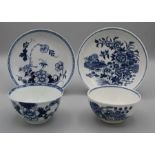 An 18th century Christians Liverpool porcelain tea bowl and saucer, decorated underglaze blue with