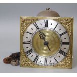 Gilkes, Sibford, hook (hoop) and spike thirty hour wall clock with single hand and 10'' brass