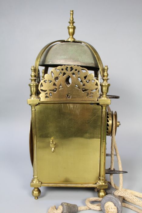 John Quelch, Oxon (Oxford), lantern clock with alarm rope driven 6'' dial with silvered chapter ring - Image 2 of 13