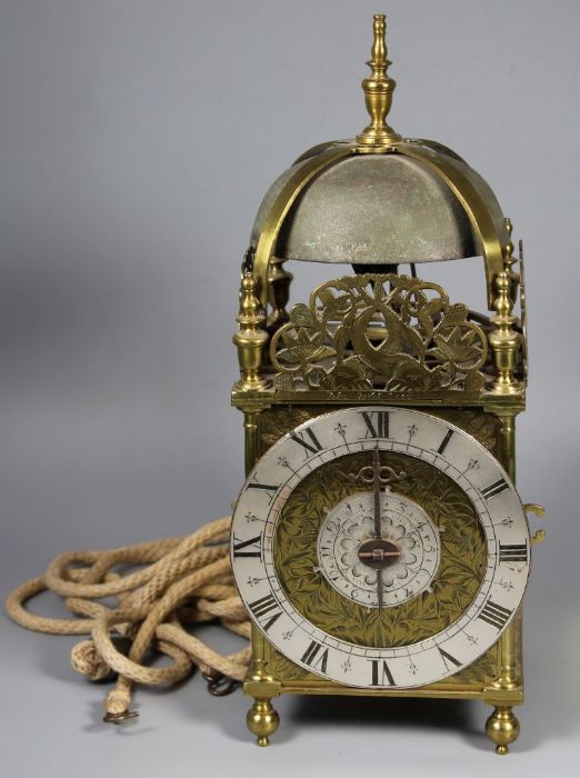 John Quelch, Oxon (Oxford), lantern clock with alarm rope driven 6'' dial with silvered chapter ring - Image 13 of 13