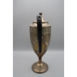 John Langlands II, a George III silver coffee pot of neo classical form, with ball finial, elongated