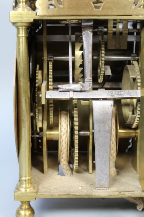 John Quelch, Oxon (Oxford), lantern clock with alarm rope driven 6'' dial with silvered chapter ring - Image 3 of 13