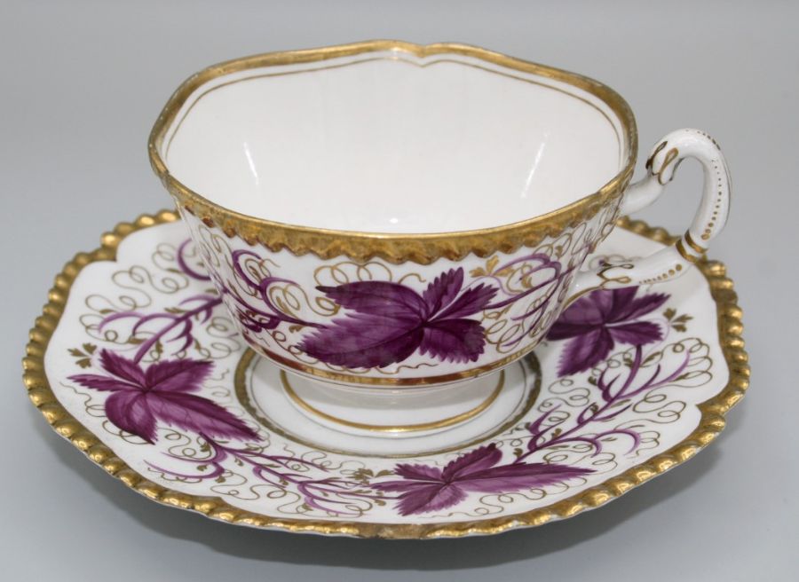 An early 19th century Worcester, Flight Barr and Barr teacup and saucer, decorated overglaze with