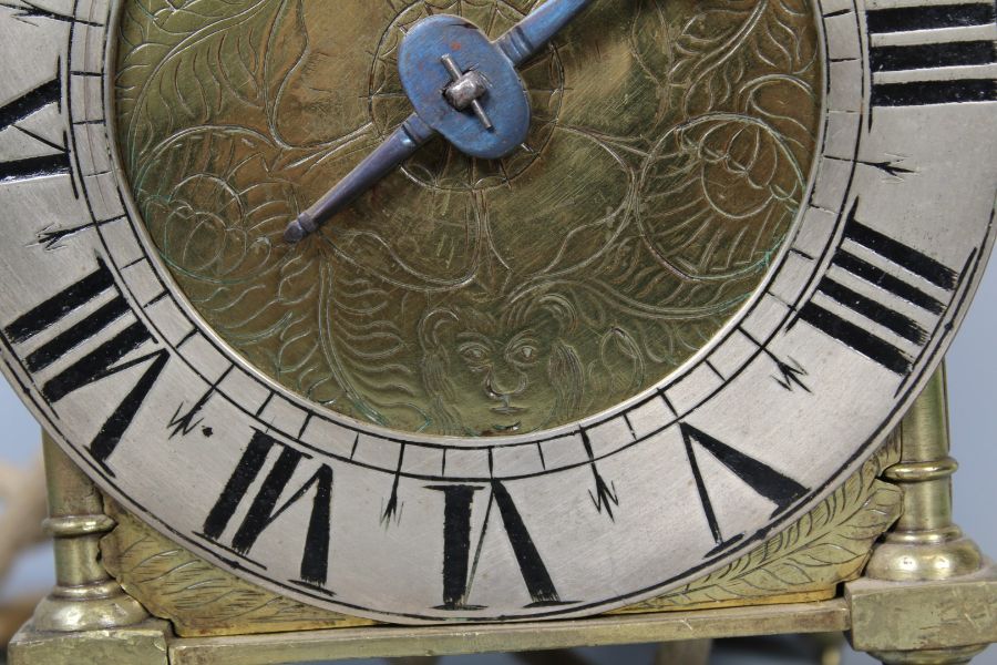 Thomas Pace, London, lantern clock with verge escapement striking on a bell, 6'' silvered dial - Image 7 of 13