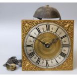 John Fardon, Deddington. Thirty hour hook (hoop) and spike wall clock with 10'' brass dial with