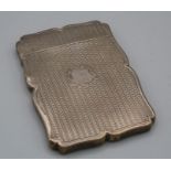 Nathaniel Mills, an early Victorian silver card case, shaped outline with engine turned decoration