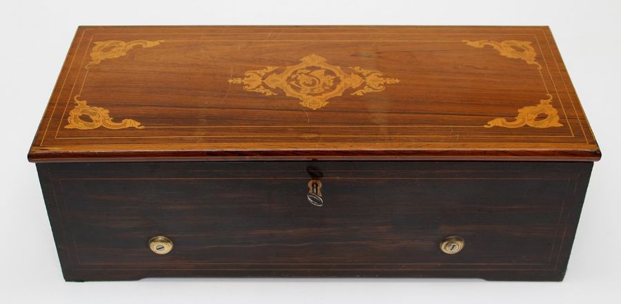 Nicole Freres, a mid 19th century rosewood and inlaid cased musical box, playing twelve airs on a - Image 3 of 5
