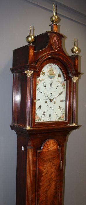 J Richie of Hull. Eight day longcase clock with 12'' still arch dial, c 1790. Eight day two train