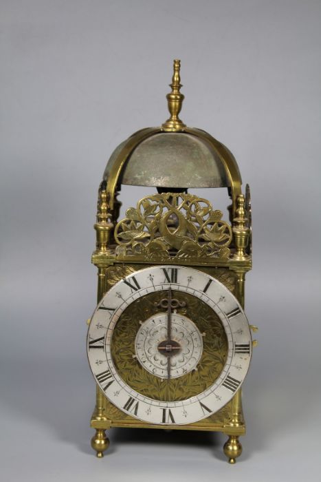 John Quelch, Oxon (Oxford), lantern clock with alarm rope driven 6'' dial with silvered chapter ring - Image 8 of 13