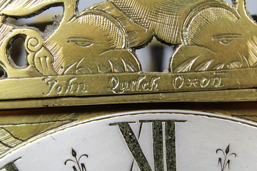 John Quelch, Oxon (Oxford), lantern clock with alarm rope driven 6'' dial with silvered chapter ring - Image 9 of 13