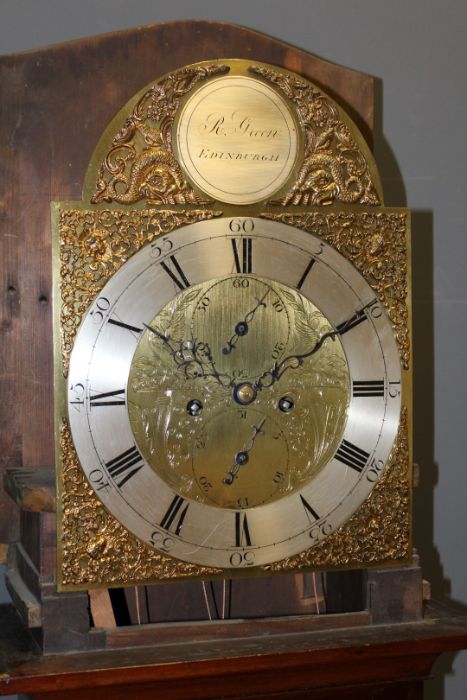 Robert Green, Edinburgh. Eight day longcase clock with 12'' steel arch brass dial with silvered boss - Image 6 of 11