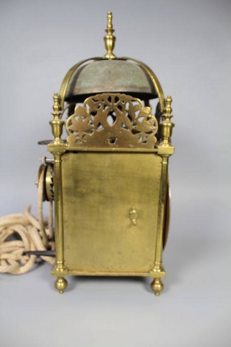 John Quelch, Oxon (Oxford), lantern clock with alarm rope driven 6'' dial with silvered chapter ring - Image 11 of 13