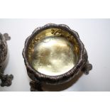 David Hennell, a pair of George II silver salts of circular form with gadrooned rim and chased