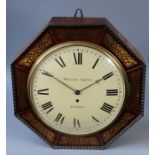 William Green, London, fusee dial clock with 12'' convex dial, brass bezel convex glass. Single