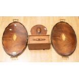 Two mahogany Edwardian inlaid serving trays, with brass carry handles along with a 19th Century