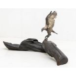 A limited edition Modern silver model of an Eagle landing, hallmarked London, 2002, import marks,