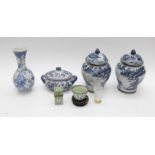 A collection of Chinese ceramics to include; reproduction Cheng Sang blue and white ginger jar and