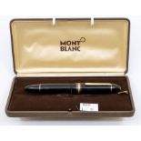 Mont Blanc- a Meisterstruck 149 fountain pen, black resin with gold plated clip and inlays marked