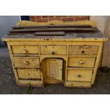 Early 20th Century pine kitchen unit, base and back missing along with drawer/cupboard handles  a/f