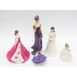Royal Worcester boxed figure of Catherine Duchess of Cambridge, Coalport figure with box My