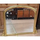 Rounded top gilt over mantle mirror