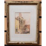 Attributed to Prout, small watercolour of a Roman ruin, 13 x 9cm, in gesso frame, unsigned