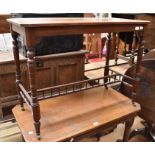 Victorian mahogany hall table with gallery stretcher and turned legs