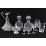 A collection of Royal Brierley crystal glasses and decanters