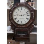 Victorian 8 day, mahogany wall clock, double fusee by G Willis of Northwick, with mother of pearl