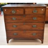 George III mahogany chest of two above three drawers, bracket feet, brass swing handles, 110cm x