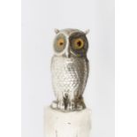 A Victorian silver page marker, the terminal cast as an Owl, with glass eyes, hallmarked by