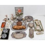 A collection of plate to include: serving dishes, glass butter dish on stand; pair of cased glass